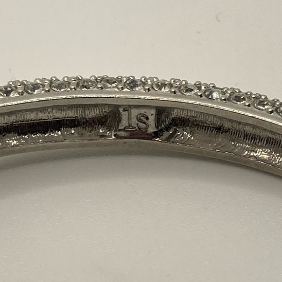 Lia Sophia Glitterati 3 Row Crystal Stone Silver Tone Hinged Bangle 6.6” / 2” D - Picture 4 of 7